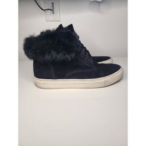 Vince Nyack High top Black Suede Fur Sneakers Womens Size 39